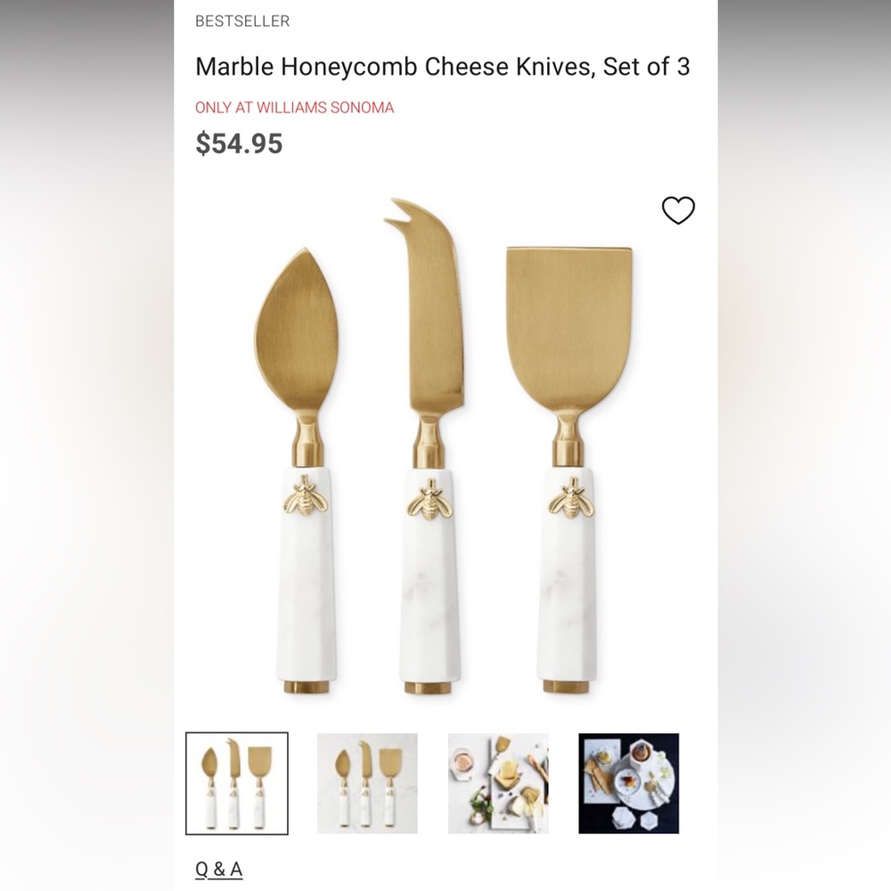 Williams Sonoma Marble Honeycomb Cheese knives (new in box)